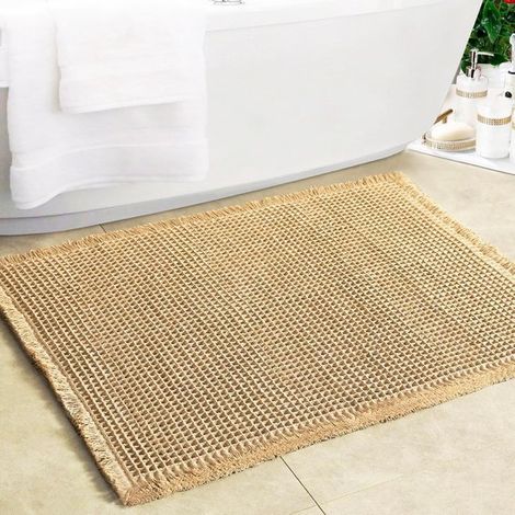 Tappetino da bagno antiscivolo a nido d'ape, 50 cm x 80 cm, morbidissimo e assorbente, con nappe e retro in gomma antiscivolo. (1/5)