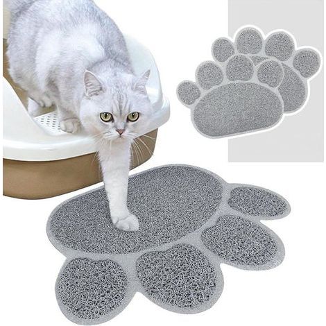 Katzenstreumatte, 2 Stück, hochwertige große Katzenstreuschale, PVC-Material, wasserdicht und langlebig, Grau (1/5)