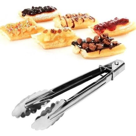 1 Pince à aliments, Acier inoxydable, Grandes plaques de fixation, Verrouillage à une main, Barbecue et cuisine (1/4)