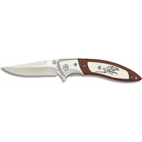 Navaja Decorada Scout Martinez Albainox con mango rose wood, virola de aluminio y hoja de acero inoxidable de  8cm en caja a color