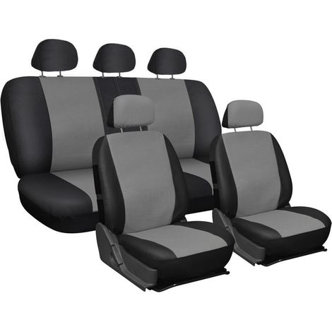TRADE SHOP - Coprisedili Universali Auto Macchina Cotone Bicolore Grigio E Nero Copri Sedile -