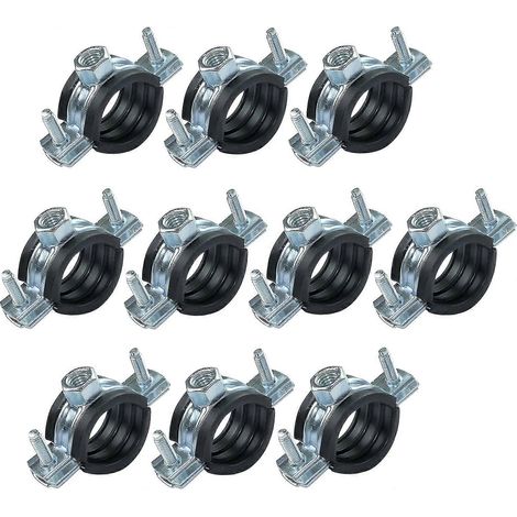 Lot de 10 colliers de serrage insonorisés pour tuyaux - support de fixation avec joint - pour tuyaux 3/4" (26-30 mm) - en acier galvanisé - pour vis M8/M10 ZeGoods