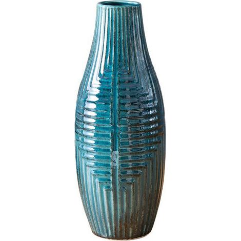 2 Vases en céramique, motif moderne, couleur turquoise, fait main, pour décoration intérieure (1/5)