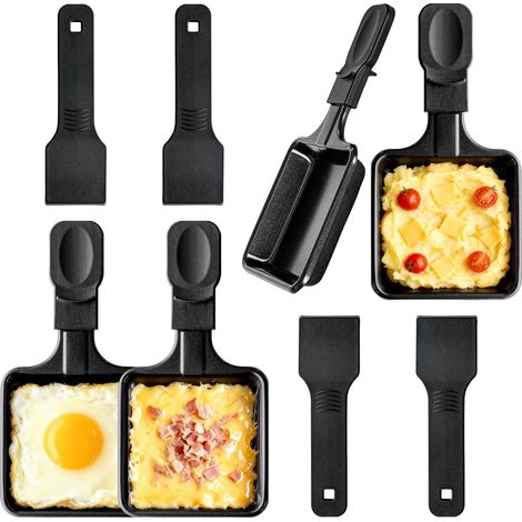 Poêlons à Raclette Carrés avec Spatules en Nylon, Plateaux en Fer Antiadhésifs, Accessoires de Remplacement pour Appareil à Raclette (1/5)