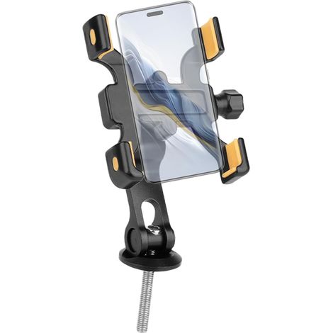 Soporte para teléfono - Soporte para teléfono giratorio 360 grados para manillar de motocicleta, soporte seguro y ajustable para motocicletas y teléfonos móviles. (1/5)