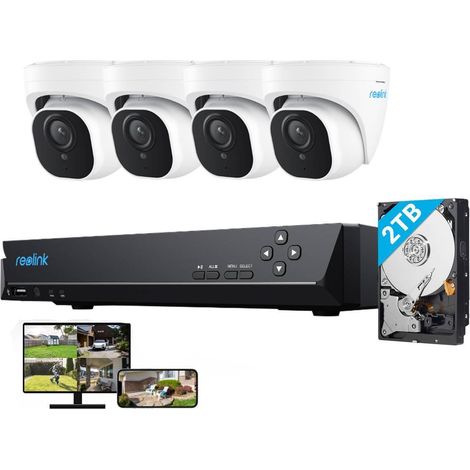 Reolink 8MP Überwachungskamera Set Outdoor, 4X 8MP PoE Dome Überwachungskamera+8CH 2TB HDD NVR, Personen-/Fahrzeugerkennung, 30m Nachtsicht, 24/7 Schutz (1/5)