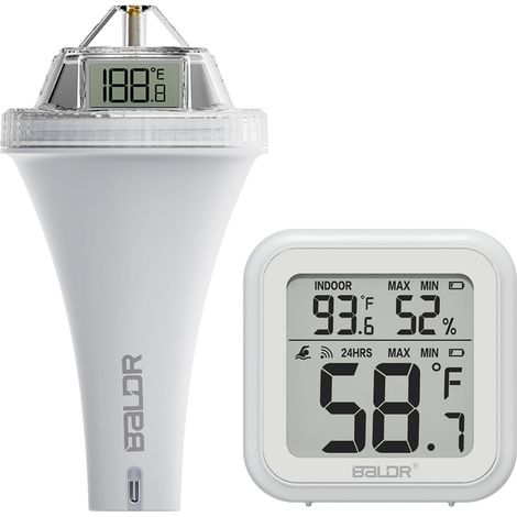 Thermomètre de piscine flottant facile à lire,thermomètre numérique de piscine,jauge de température d'eau sans fil avec thermomètres d'intérieur,thermomètre flottant pour piscine//aquarium (1/5)