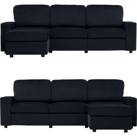 Divano angolare con contenitore in tessuto nero MODENUIT 245,5 cm (1/5)