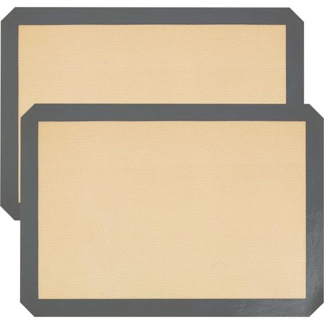 Lot de 2 tapis de cuisson en silicone, anti-adhésifs, réutilisables, sans BPA, lavables, résistants à la chaleur, pour four à micro-ondes, macarons, biscuits, pâtisserie, pain (L : 41,9 x 29,5 cm) (1/5)