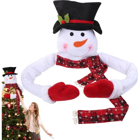 Weihnachtsschneemannkopf, Schneemannkopf, Umarmung für Weihnachtsbaumschmuck, Schneemann, Umarmung (1/4)