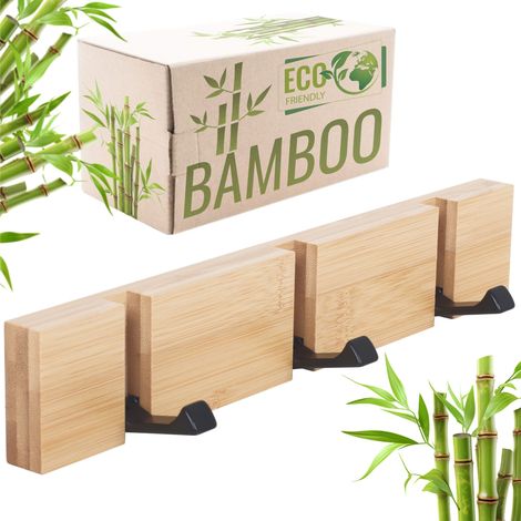 Perchero de pared Ricoo MH023 - bambú y acero, armario compacto (1/5)