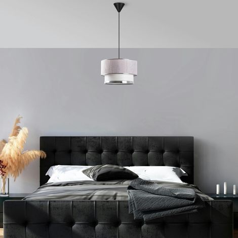 Suspension moderne en tissu - gris et écru ZURICH (1/5)