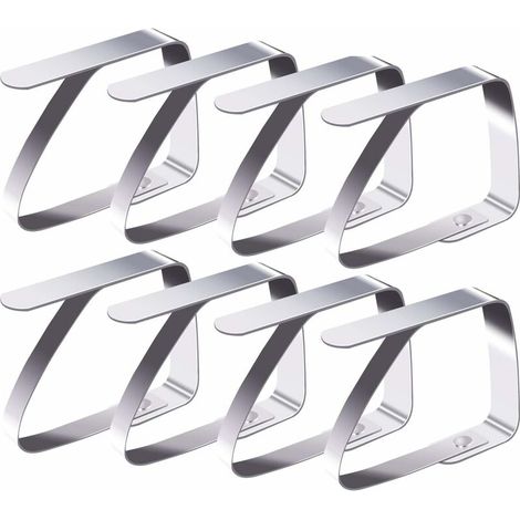 Juego de 8 pinzas para mantel de acero inoxidable, antideslizantes, 5 x 4,3 cm, Fontainebleau, color plateado (1/5)
