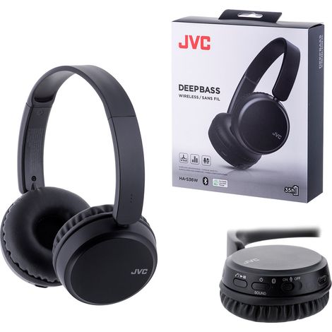 Casque sans fil JVC HA-S36W avec arceau, appels et musique, Bluetooth, noir (1/5)