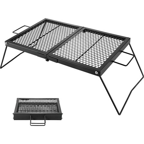 Mophorn Griglia pieghevole per barbecue da campeggio, struttura portatile con rete di cottura in acciaio 758 x 383 x 235 mm,cottura all'aperto, campeggio, picnic, pesca e viaggi, colore nero (1/5)