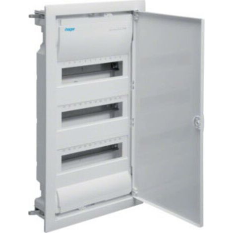 Hager – Tableau équipé à encastrer 3 modules – 12 pôles – Fixation DIN – IP30 pour environnements humides