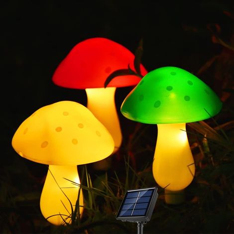 Lot de 3 lampes solaires en forme de champignon, éclairage décoratif extérieur pour allée, terrasse, jardin et décoration de Noël-AquaForge