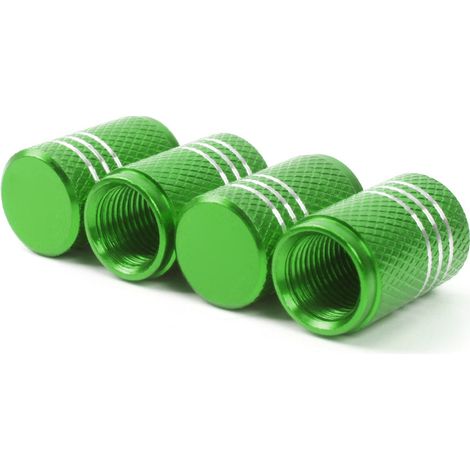 Car modification accessories: Tire valve stems suitable for Tesla Model 3 XYS valve core caps and screw caps - stainless steel, screw-on type - green (with label). (1/4)