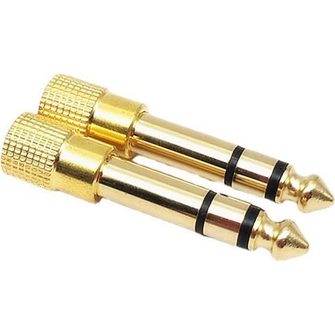Adaptateur Audio Stereo - 3,5 mm Femelle vers 6,35 mm Mâle - Cuivre Pur Doré - Pour Casques et Microphones - Lot de 3 (1/5)
