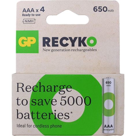 GP Recyko Piles Rechargeables AAA 650 mAh Classique