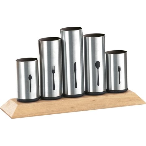 Esmeyer Pipes - Portaposate Pipes con 5 Supporti Non Regolabili in Acciaio Inox, per rispettivamente 12 coltelli, forchette, cucchiai, cucchiaini e forchette da Dessert (1/4)