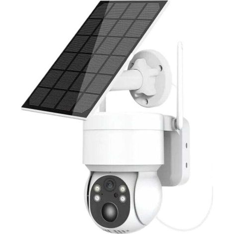 Caméra de sécurité extérieure PTZ solaire 1080p HD PIR, détection de présence humaine, sans fil, avec panneau solaire 7800 mAh, pour tous types d'environnements