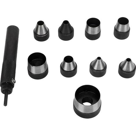 Lot de 9 emporte-pièces creux silencieux, léger et portable, réutilisable en acier inoxydable, kit pour cuir (1/5)