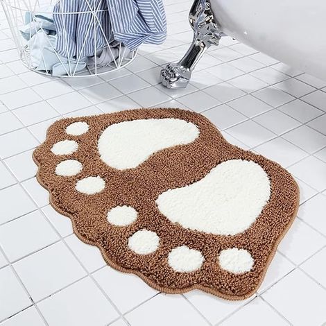 Tapis de bain absorbants et antidérapants en microfibre douce, lavables en machine, pour salle de bain, baignoire et douche (marron, 40 x 60 cm) (1/5)