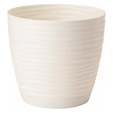 Pot de fleurs avec support, plastique, crème, 12,7 x 11,8 cm