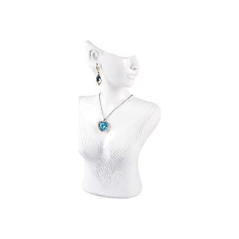 Buste de mannequin présentoir à bijoux en résine texturée, porte-bijoux pour organiser colliers et boucles d'oreilles, blanc S (S Blanc)