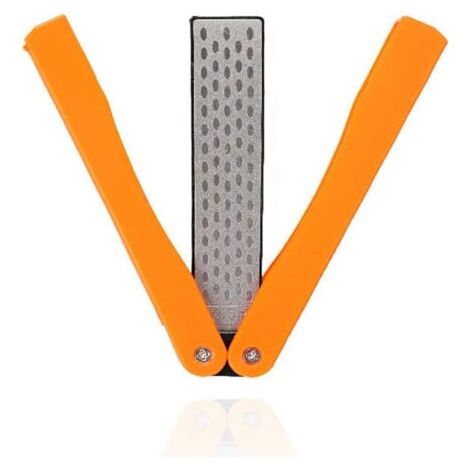 Grit Pierre à Aiguiser Diamant Double Face Aiguiseur de Couteau Pliante Pierre à Aiguiser de Poche pour L'outil D'affûtage de Cuisine Jardin Camping en Plein Air - Orange (1/5)