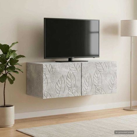 Wandmontierter TV-Schrank 98 x 31 cm Betongrau Holzwerkstoff (1/5)