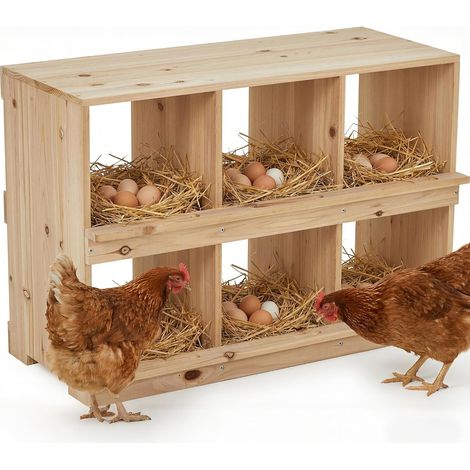 Boîte de Nidification en Bois pour Poules – Montage Peinture Murale Pratique – Confort Meilleur pour la Ponte(2 Niveaux, 6 Compartiments) (1/5)