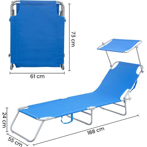 2309P Tumbona plegable con respaldo ajustable y toldo en varios colores a elegir  Color: Azul