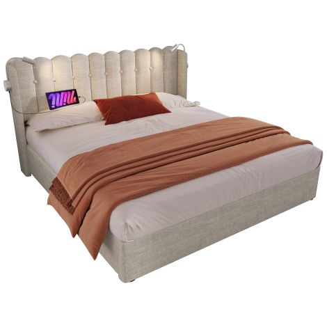 Polsterbett Einzelbett Leselicht mit Ladefunktion Kopfteil Stauraum Bettgestell Samt Jugendbett lattenrost(Ohne Matratze)