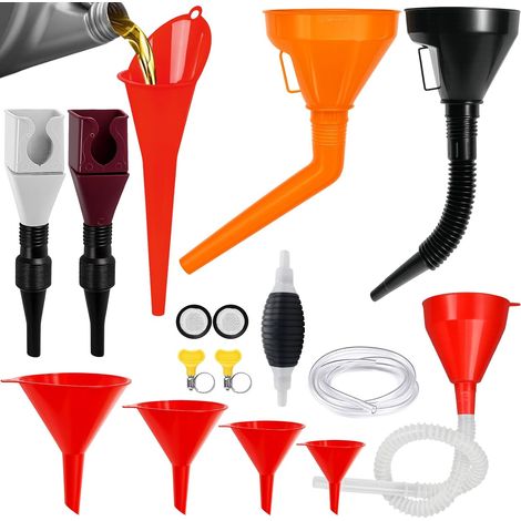 14 Pièces Entonnoir Carburant Universel avec Pompe Flexible Filtre (1/5)
