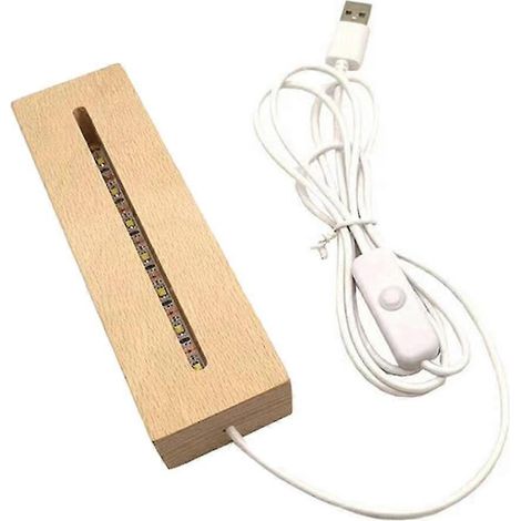 Socle en bois lumineux à LED pour présentoir à cristaux - Support lumineux avec éclairage à intensité variable et chargement USB (1/5)