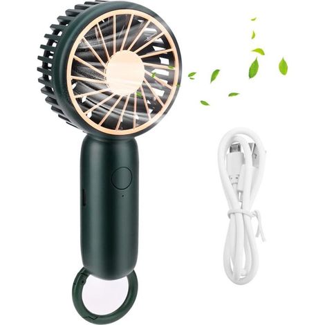Ventilateur portable USB pour bureau et poche – Vert, silencieux, rechargeable, 12 cm, idéal pour climatisation personnelle (1/5)