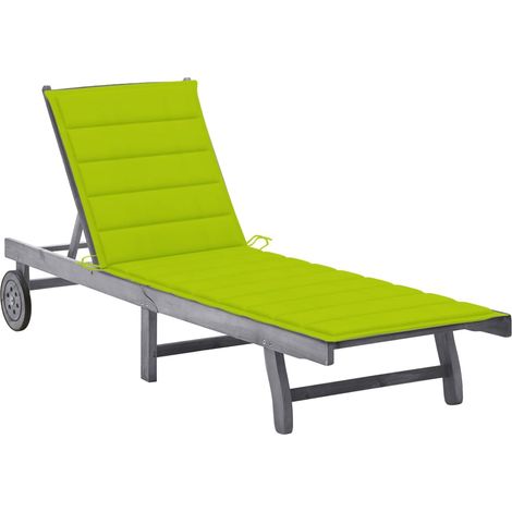 Chaise longue de jardin avec coussin Gris Bois d'acacia solide 14 (1/5)