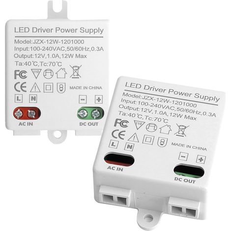 2 Pièces Transformateur Led 12v Mini, Alimentation 12v, Alimentation 12v 1a, Driver Led, Slim Transformateur Led pour éclairage Meuble Et Ruban Led, Sans Scintillement (1/5)