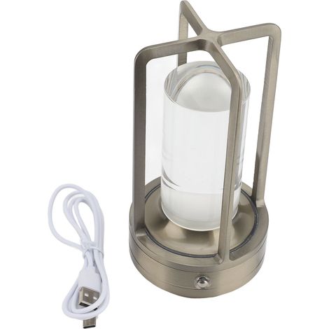 Lampe Table Aluminium Complet Rechargeable Contrôle Tactile Rétro – 3 Couleurs Ambiance Intérieur Extérieur, Argent (1/2)