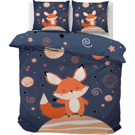 Housse de Couette 140x200 Enfant Renard Planète Imprimée (1/5)