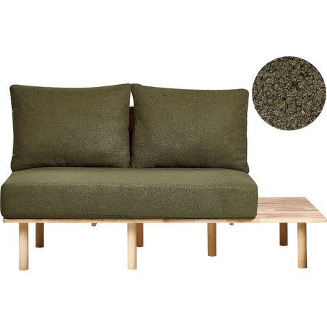 Sofa 2-Sitzer SALO Bouclé Dunkelgrün mit Tischen