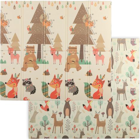 Tapis d'éveil bébé pliable réversible en mousse épais multicolore 196 x 176 x 1,5 cm