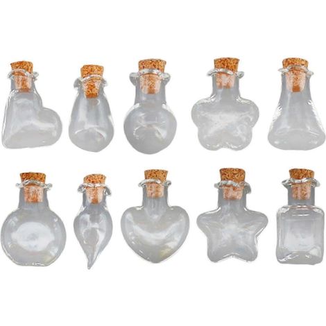 Lot de 10 pendentifs en forme de flacons de verre, breloques médaillon, mini flacons à vœux en verre, décoration à suspendre soi-même-Clear (1/5)