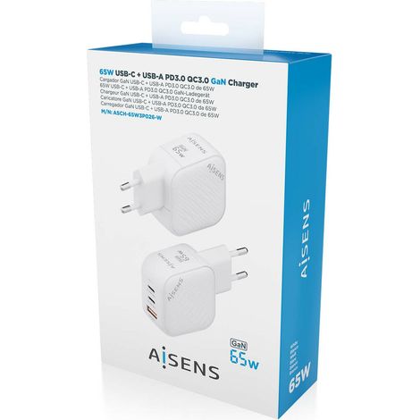 Caricabatterie da Parete Aisens ASCH-65W3P026-W Bianco 65 W (1 Unità) (1/5)