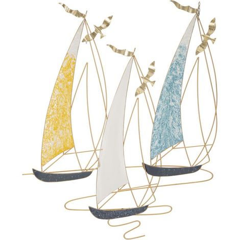 Pannello da parete Vela Color in ferro con tre barche a vela (1/5)