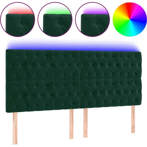 Maison Exclusive - Testiera a LED verde Scuro 180x7x118/128 cm in Velluto (1/5)