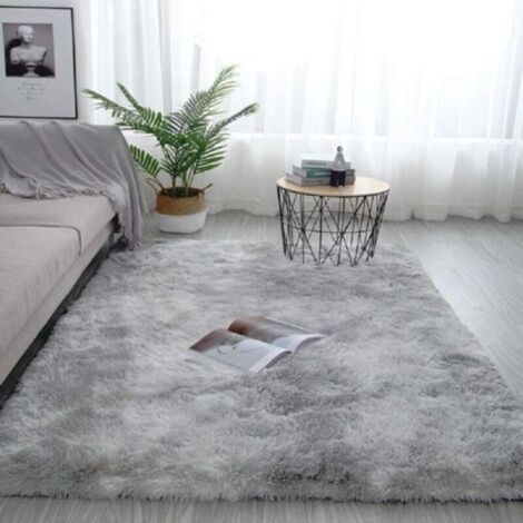Plush Shaggy Area Rugs Tapis en Fourrure Lisse et Soyeuse Tapis de Jeu antidérapant en Peluche Moderne d'intérieur en Peluche Moelleux (Gris Clair, 80x160cm) (1/4)