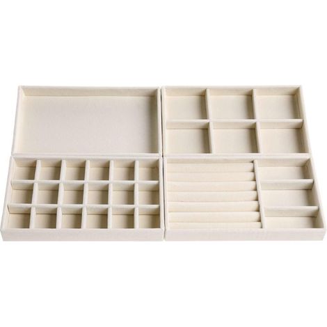 Plateau Bijoux Velours – 21x12x2,5 cm – Lot 4 – Anti-Rayures – Rangement Bagues/Colliers (1/5)